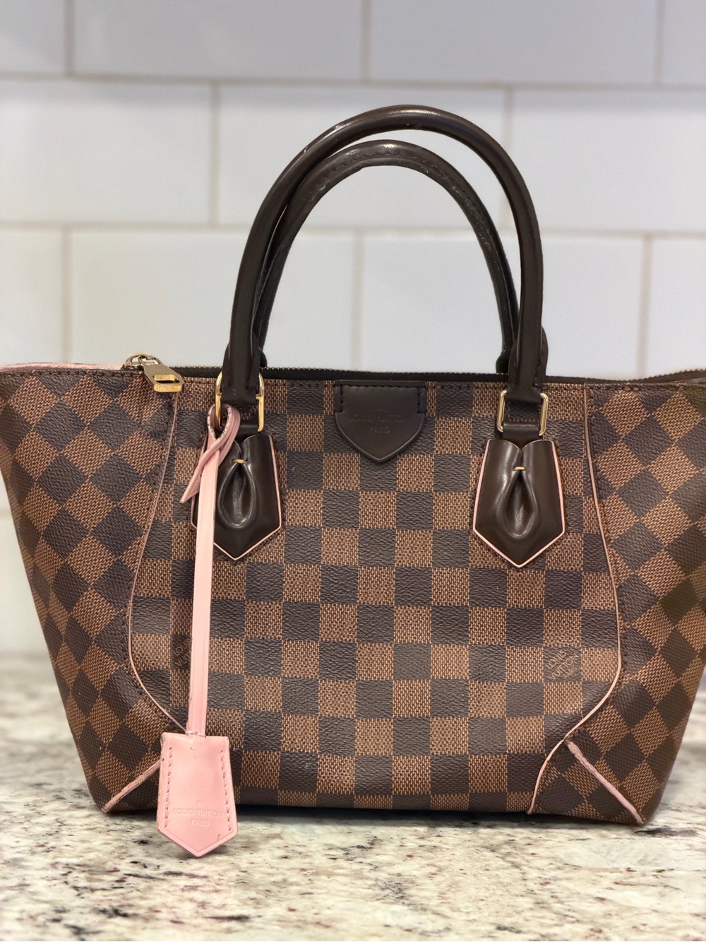 Louis Vuitton Damier Ebene Satchel with Pink Tag - Picture 4 of 16